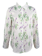 Elegant floral print lapel buttoned loose long-sleeved shirt Random shipment