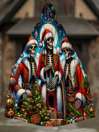 Funny Christmas Skull Print Hooded  Cape