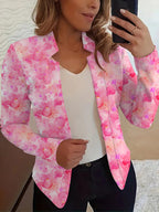 Floral print print long sleeve stand collar elegant slim fit jacket Random shipment