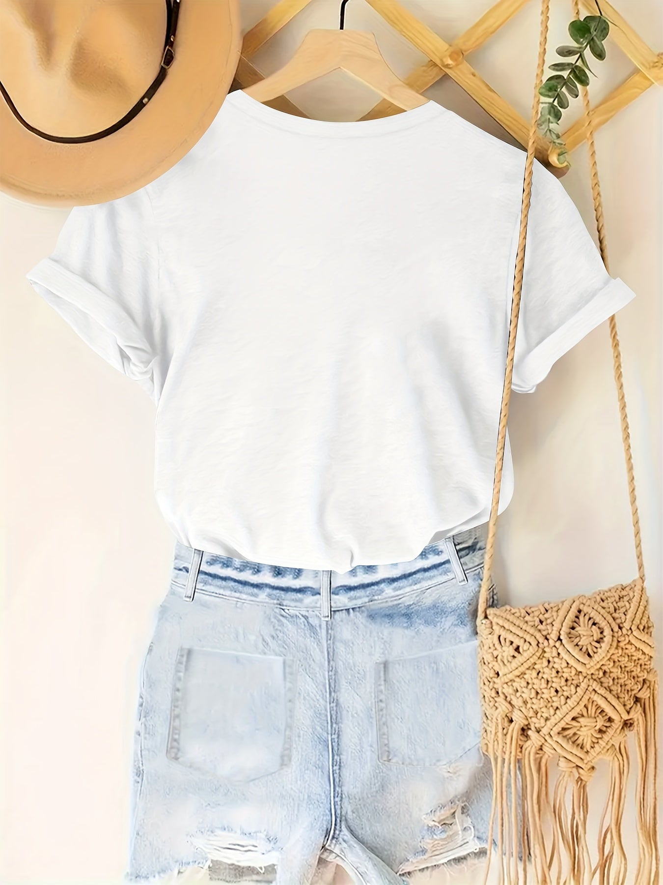 Statement print T-shirt crewneck casual short-sleeved top Random shipment