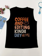 Round neck, monogram, slogan print vest Random shipment