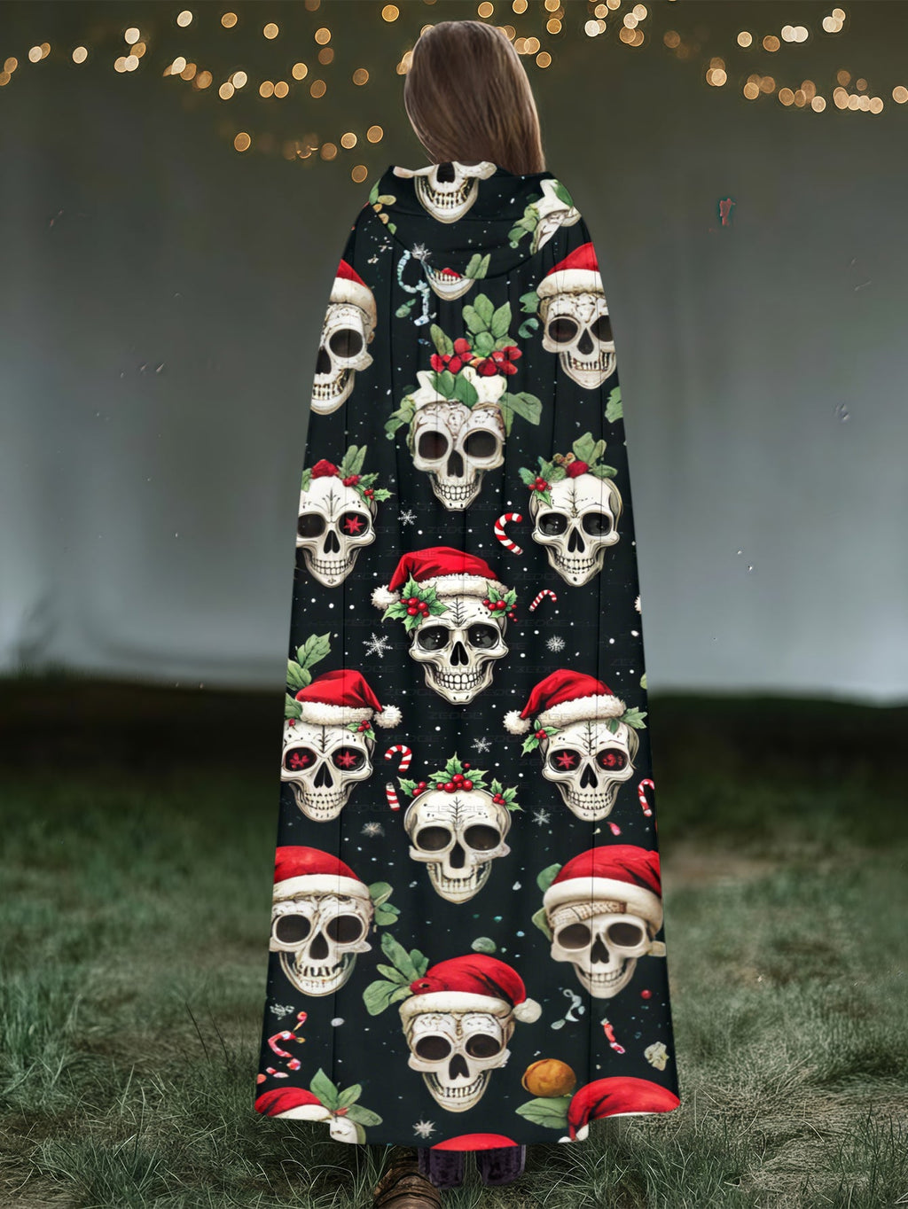 Merry Christmas Fun Skull Print Cape