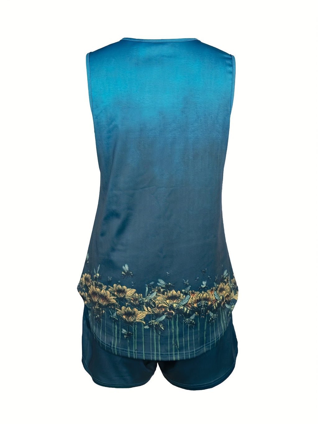 V-neck floral print vest casual shorts set Random shipment