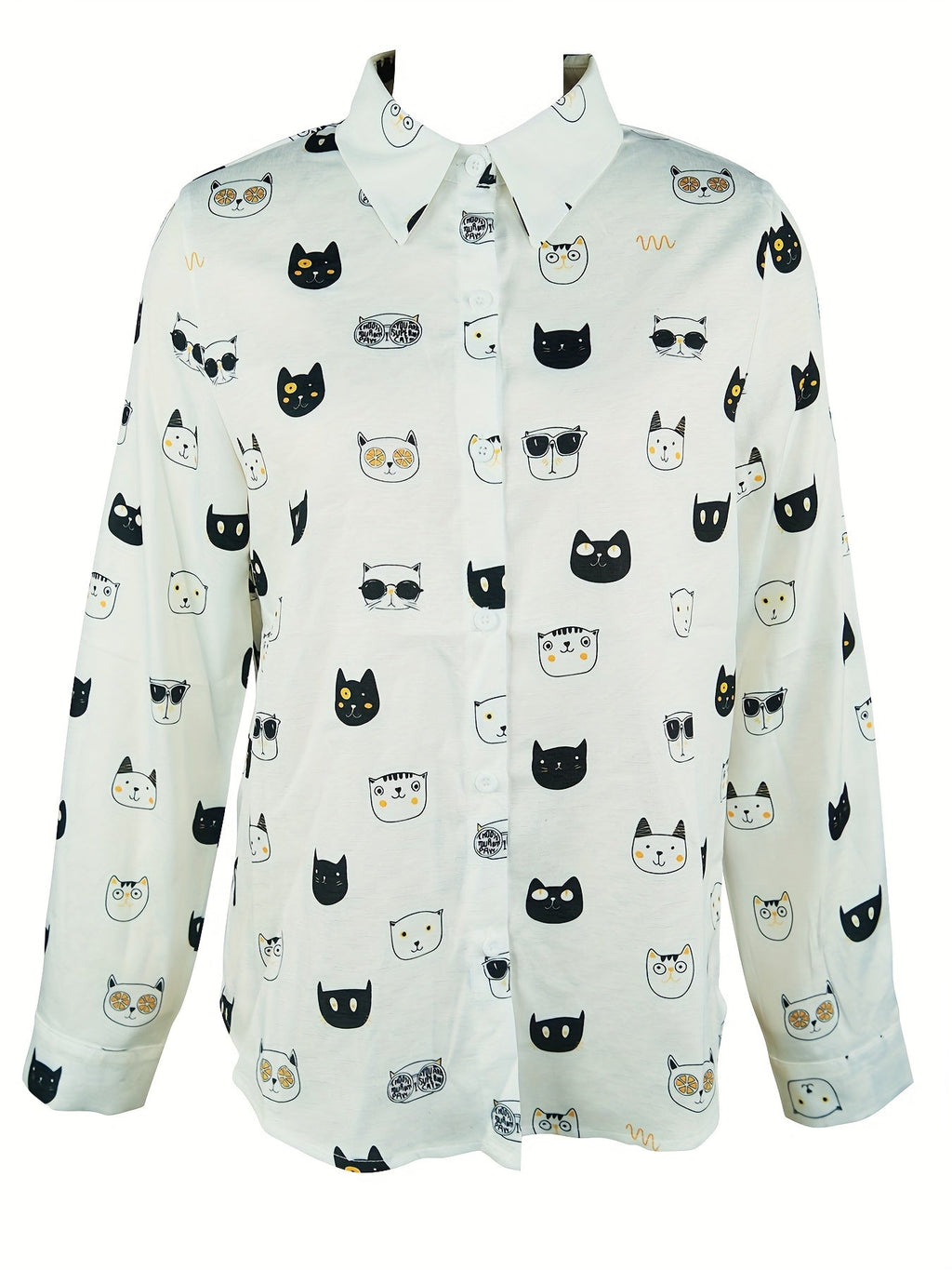Cute print casual long-sleeved button-down shirt with cute little animals Random shipment