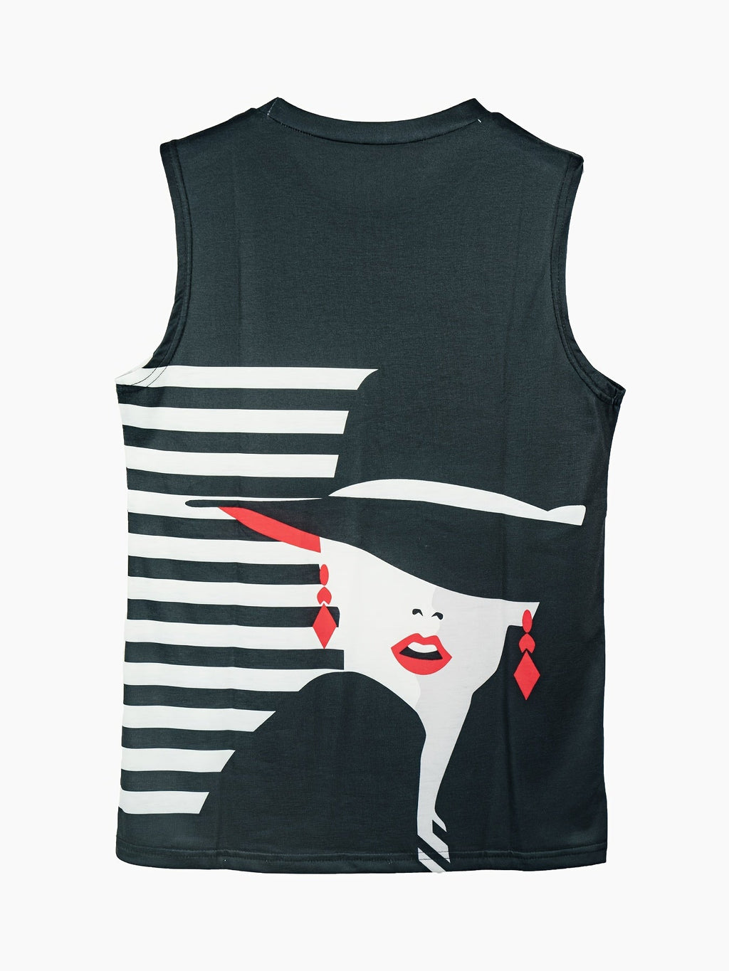 Crewneck casual contrasting portrait print vest