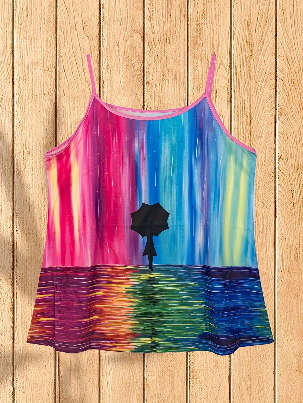 Leisure color block spliced printed round neck vest Random shipment