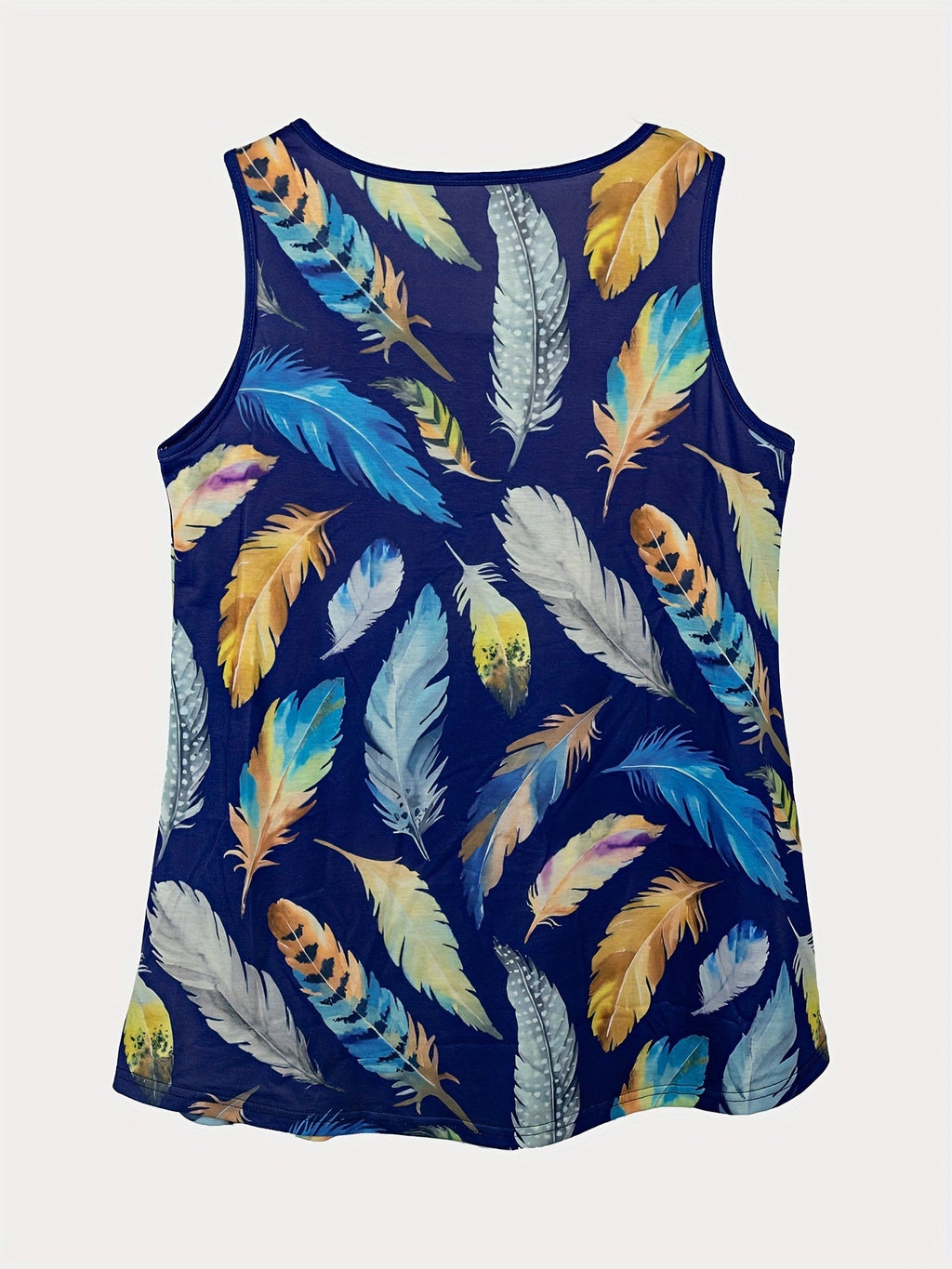 Feather-print crewneck casual A-hem dress Random shipment