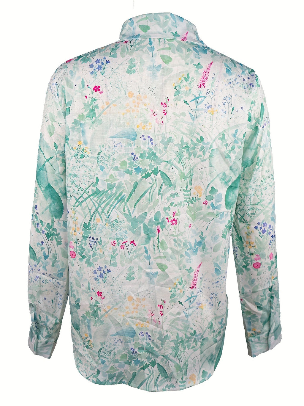 Elegantly printed lapel long-sleeved floral button shirt Random shipment