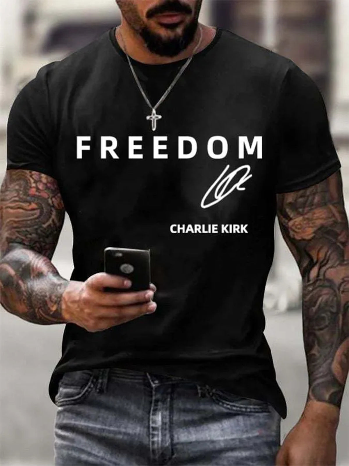 Men's Freedom charlie Kirk Printed Casual T-shirt