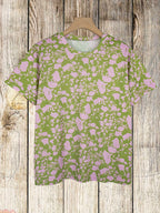 Short sleeve T-shirt with a short contrast print crew neck and a floral pattern Random shipment