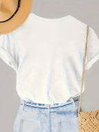 Fun letter flower print T-shirt summer short-sleeved slim top Random shipment