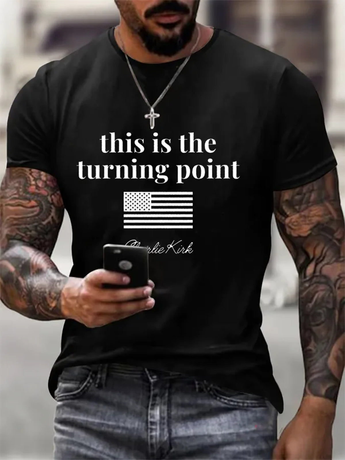 Men's Charlie Kirk 'This is the Turning' Print short-sleeved T-shirt