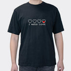 Summer New Simple Letter I NEED LOVE Cotton Men's Short Sleeve