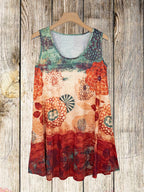 Crewneck, contrasting gradient floral, printed, A-hem loose dress Random shipment