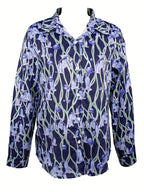 Lapel morning glory long sleeve elegant print loose shirt Random shipment