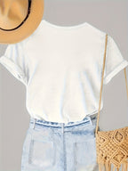 Tropical peony flower summer short sleeve vacation casual print top t-shirt Random shipment