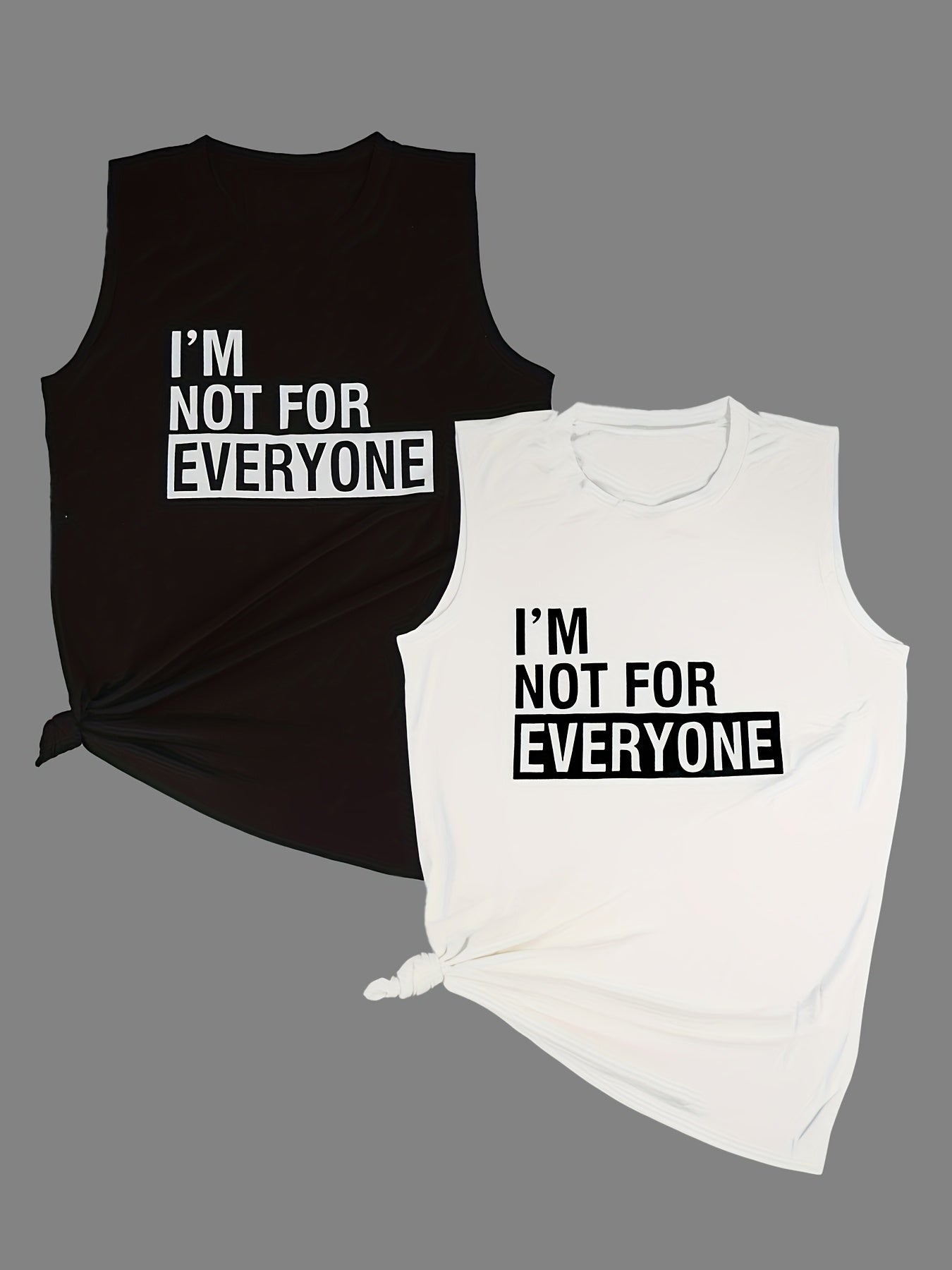 Round neck letter lyrics print women's sleeveless vest Random shipment