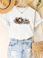 Tropical Flower Animal Totem Summer Short Sleeve Resort Casual Printed Top T-Shirt Random shipment