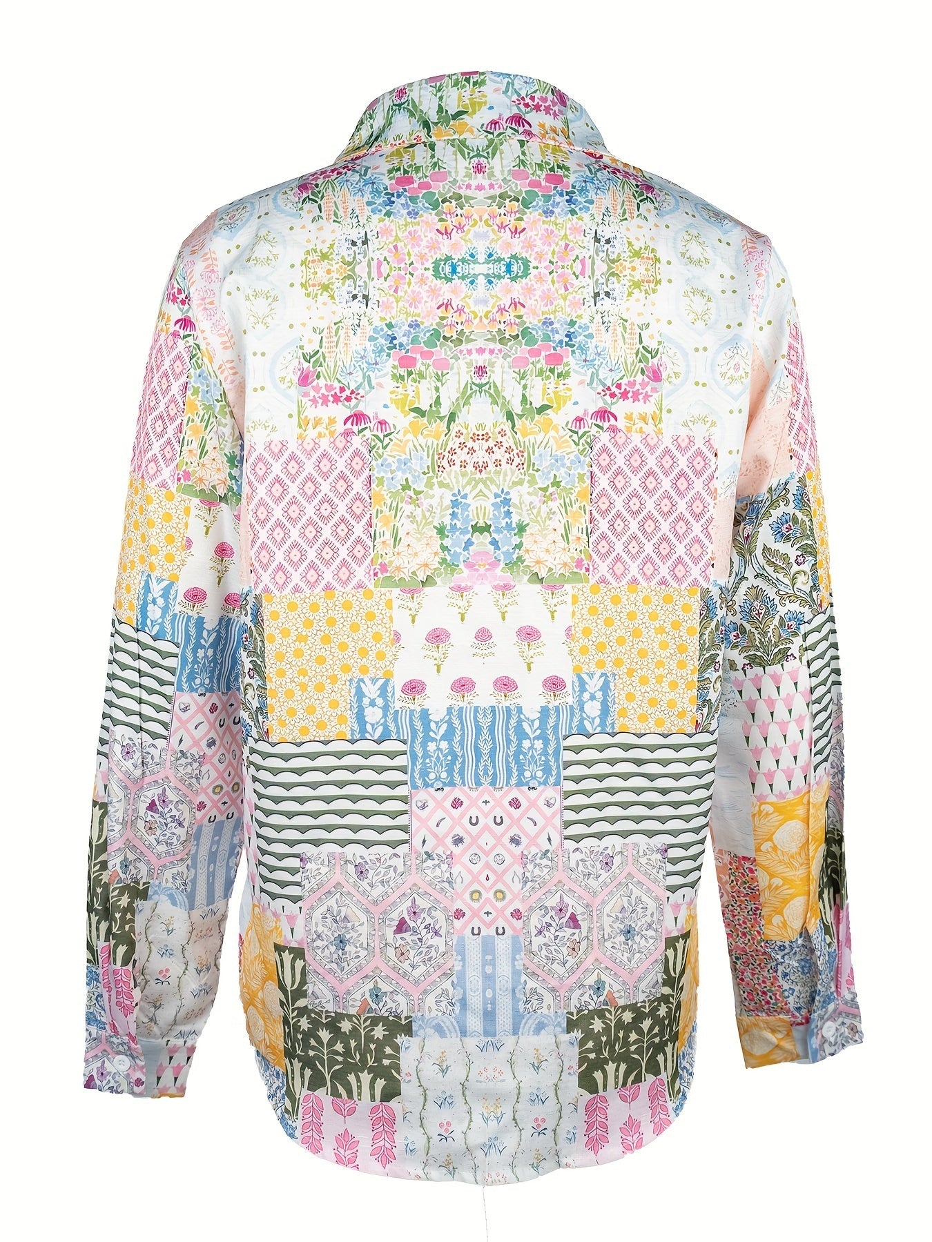 Lapel floral print long-sleeved button shirt Random shipment