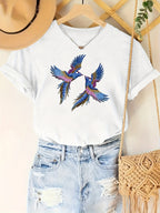 Statement print T-shirt crewneck casual short-sleeved top Random shipment