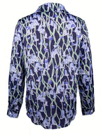 Lapel morning glory long sleeve elegant print loose shirt Random shipment