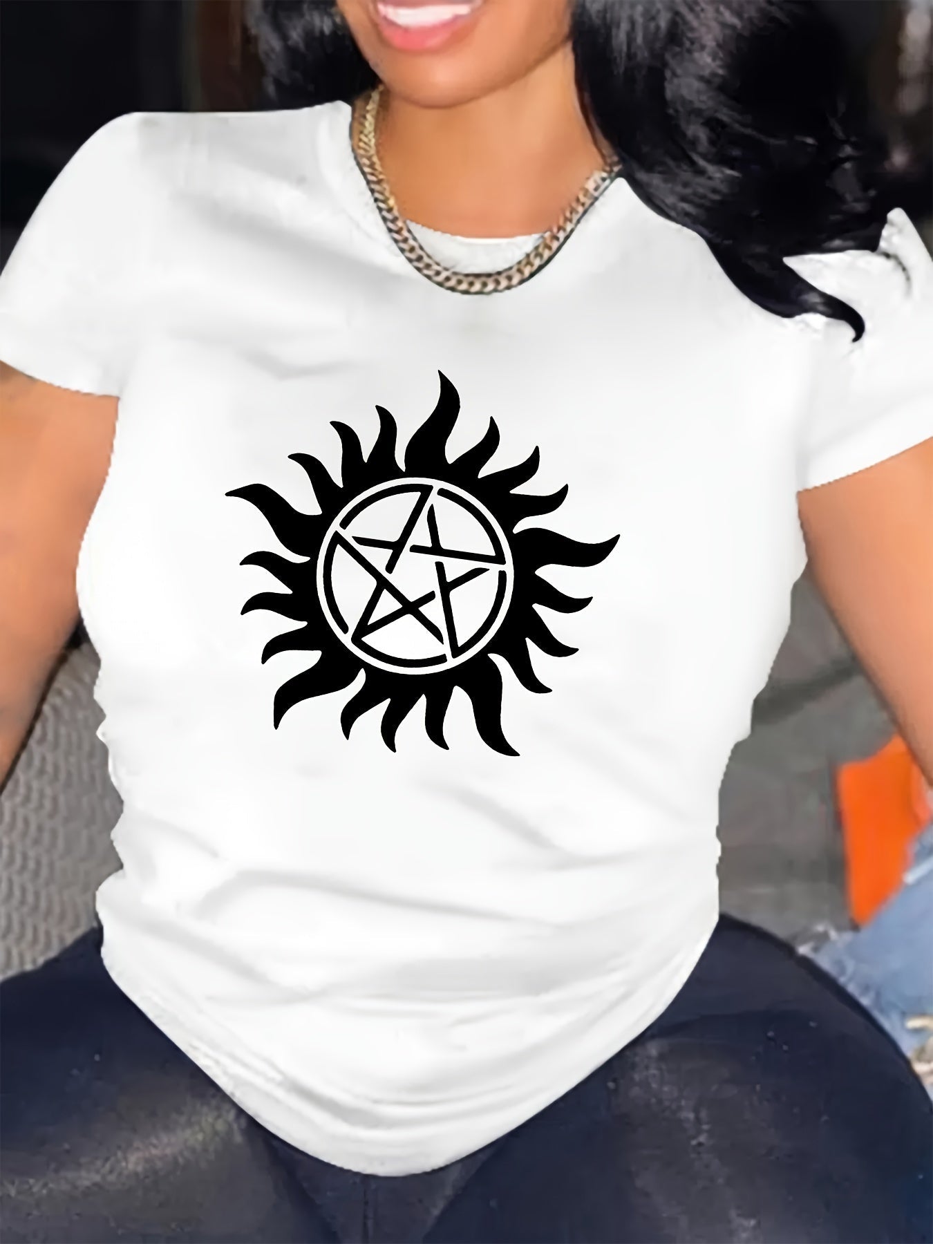 Tropical Daisy Flower Summer Short Sleeve Vacation Casual Print  T-Shirt Random shipment