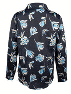 Floral print lapel long-sleeved button-down elegant shirt Random shipment