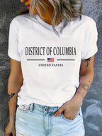 District of Columbia, American Alphabet Flag-print crewneck short-sleeved T-shirt Knitted women's top