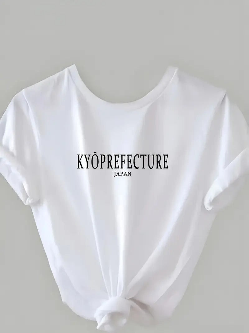KyōprefectureJapanese alphabet print crew neck short sleeve knit T-shirt