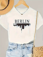 Letter Flower Casual Summer Short Sleeve T-Shirt Top